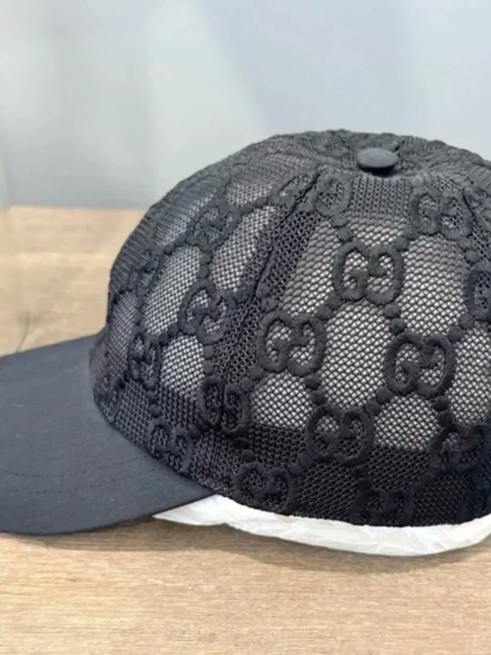 Gucci Black Lace Monogram Baseball Cap - Picture 2 of 4